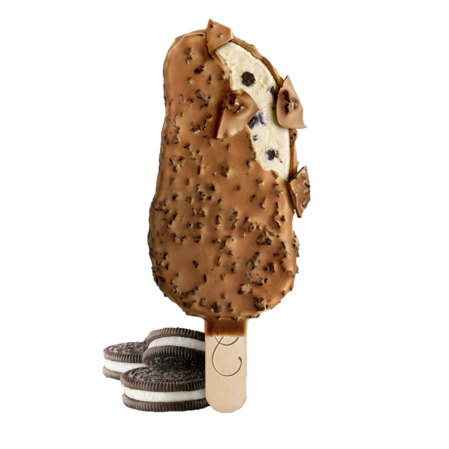 Haagen Dazs cookies and cream stickbar with a bite taken out